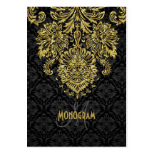 Elegant Black & Gold Tones Floral Damasks Business Cards
