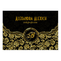 Elegant Black & Gold  Vintage Floral Damasks Business Card