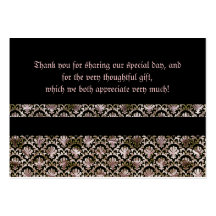 Elegant black pink damask thank you business card templates
