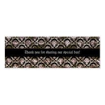 Elegant black pink damask wedding tags business cards