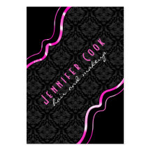 Elegant Black & Pink Vintage Floral Damasks 2 Business Cards