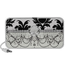 elegant black white damask iPod speakers