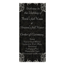Elegant Black with White Swirls Wedding Customized Rack Card