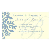 Elegant Blue and Cream Damask Letter B Business Card Templates