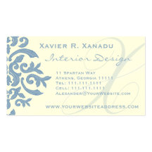 Elegant Blue and Cream Damask Letter X Business Cards