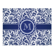 Elegant Blue and White William Morris Floral Post Card