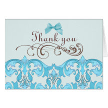 Elegant Blue Damask Thank You Card
