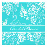 Elegant blue decorative floral bridal shower custom invitations