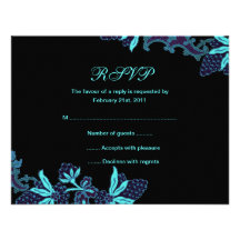 Elegant Blue Floral Wedding RSVP Card Personalized Invitation