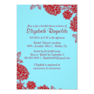 Elegant Blue & Red Bridal Shower Invitations Invitations