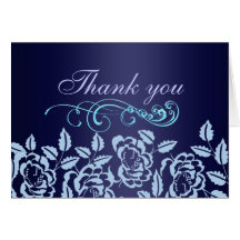 Elegant Blue Rose Thank You Card