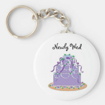 Elegant Blue Wedding Cake - Newly Wed Key Chain