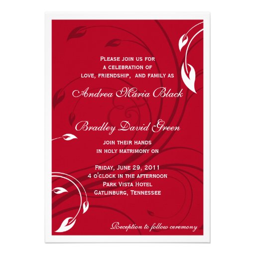 Elegant Cherry Red & Silver Wedding Invitation