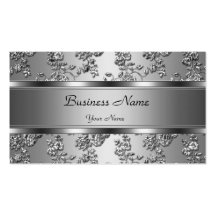 Elegant Classy Silver Embossed Floral Look Business Card