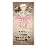 Elegant Cocoa Damask Cake Pop Personalized Photo Card