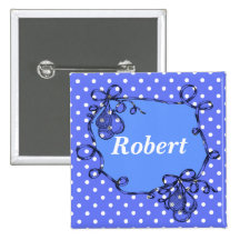 Elegant, cool blue polka dots  Name button