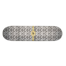 Elegant Damask Monogram Skateboard