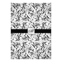 Elegant Damask Monogram Wedding (with wording) Personalized Invitations