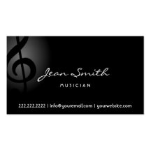Elegant Dark Clef Musician Business Card