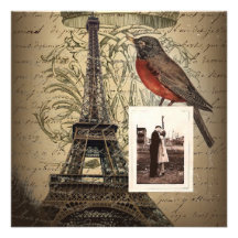 elegant eiffel tower scripts vintage anniversary custom invitation