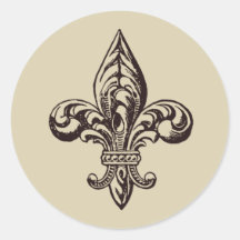 Elegant Fleur de lis Round Sticker