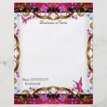 Elegant Floral Gold Pink Black Butterfly Custom Flyer