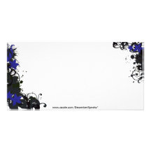 Elegant florals-blue custom photo card