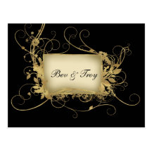 Elegant gold and black swirl design - customise it postcard