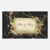 Elegant gold and black swirl design - customise it rectangular stickers