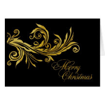 Elegant Gold Flourish, Merry Christmas Card