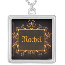 Elegant Gold Gothic Frame Halloween Custom Necklace