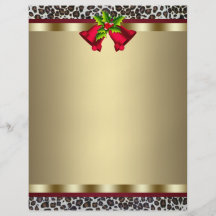 Elegant Gold Red Leopard Christmas Letterhead Full Color Flyer