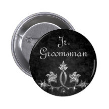 Elegant gothic dark romance wedding Jr. Groomsman Button