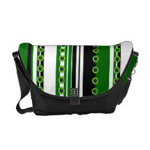 Elegant green black white pattern messenger bags