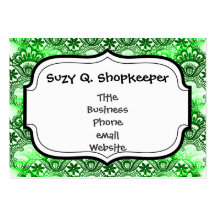 Elegant Green Lace Damask Distressed Pattern Business Card Template