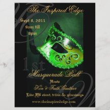 Elegant Green Masquerade Ball Party Event Flyer
