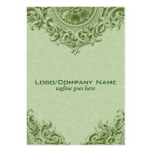 Elegant Green Ornament & Pastel Green Damasks Business Card Template