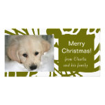 Elegant Green White Dog Christmas Photo Cards photo cards