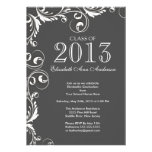 Elegant Grey White Graduation Party Invitation