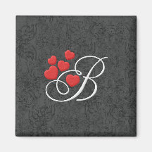 Elegant hearts letter B Fridge Magnet