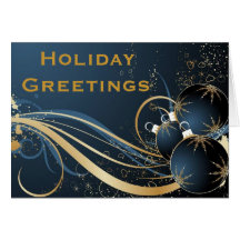 Elegant Holiday Greetings in Blue Card
