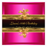 Elegant Hot Pink Black Gold Birthday Party Invite