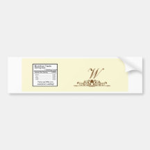 Elegant Ivory/Brown Wedding Water Bottle Label Bumper Stickers