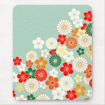 Elegant Japanese Floral Pattern Mousepad