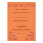 Elegant leaves and autumn bloom terracotta wedding personalized invitations
