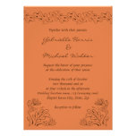 Elegant leaves and autumn bloom terracotta wedding personalised invites