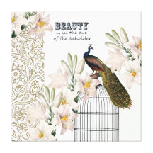 Elegant Lilies Peacock Gallery Wrap Canvas