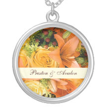 Elegant Lily Floral Silver Chain Wedding  Necklace