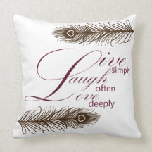 Elegant Live Laugh Love Throw Pillow