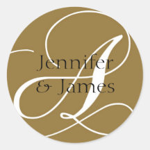 Elegant Monogram A Names Gold Wedding Sticker